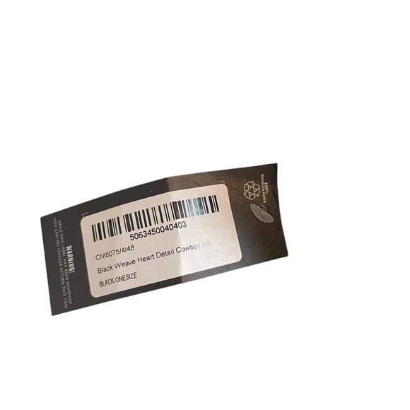 PrettyLittleThing Black Weave Heart Detail Cowboy Hat NWT One Size - Picture 7 of 10